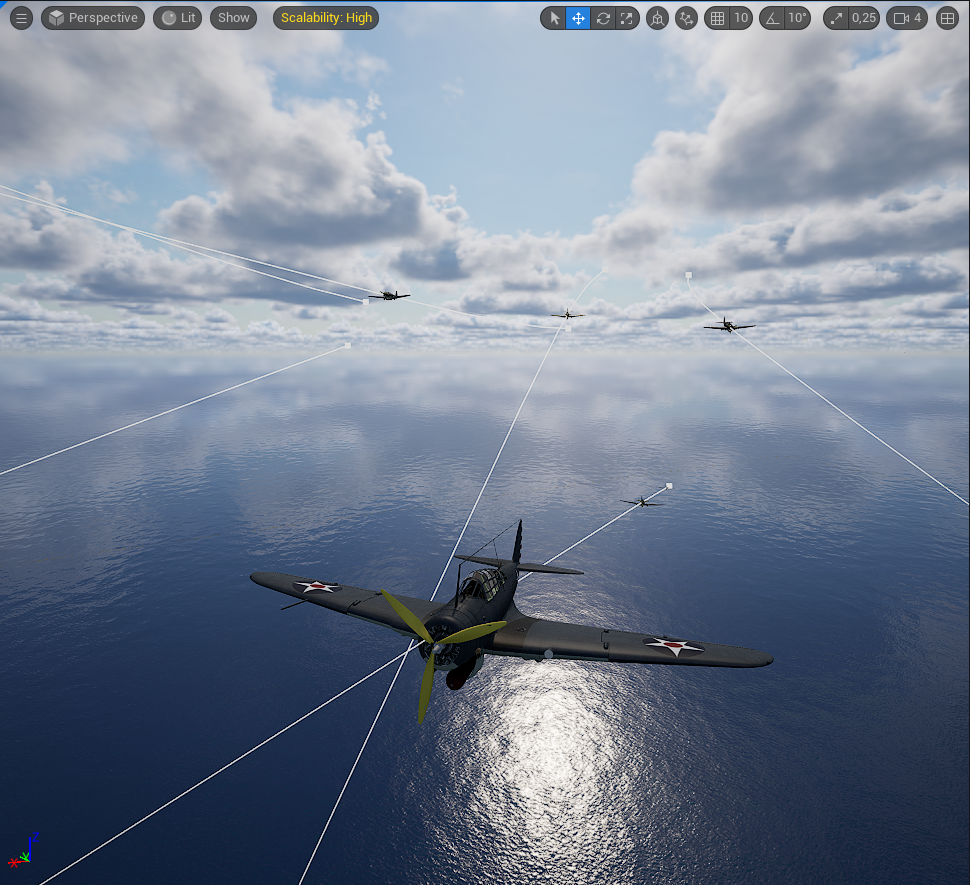 Unreal Engine aircraft sequence over the ocean