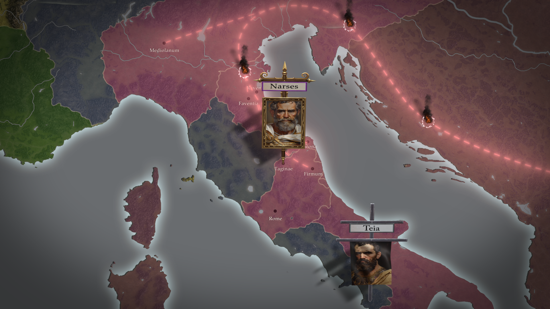 2D animated historical map with command labels